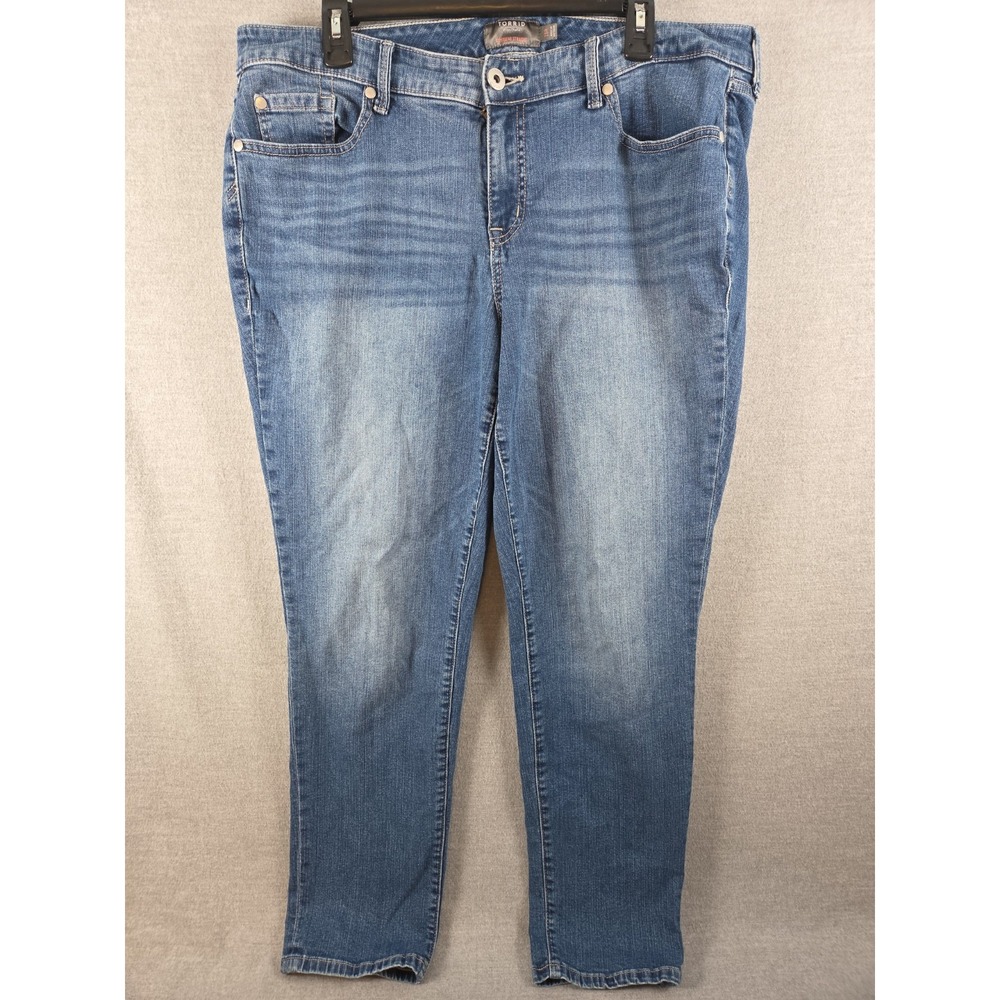 Torrid Jeans 16R Boyfriend Straight Vintage Stretch Blue Denim Whiskers Boho